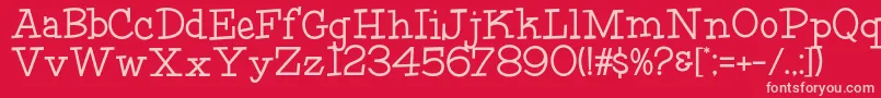 HffFourthRock-fontti – vaaleanpunaiset fontit punaisella taustalla