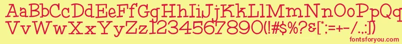 HffFourthRock-fontti – punaiset fontit keltaisella taustalla