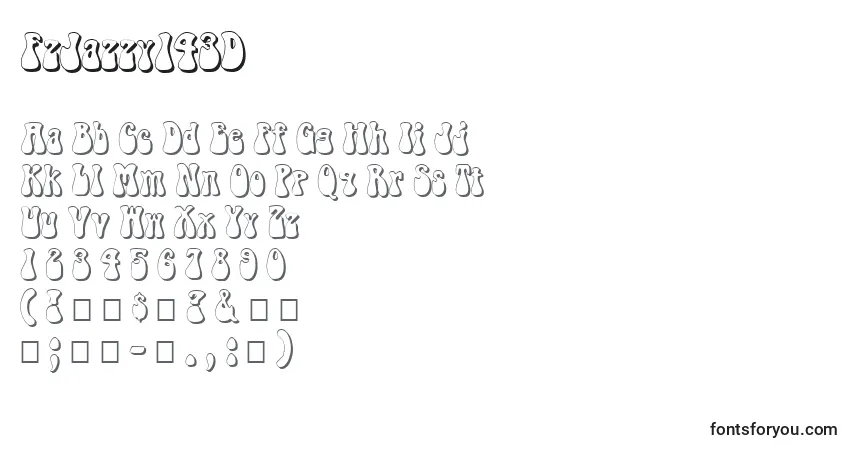 Czcionka FzJazzy143D – alfabet, cyfry, specjalne znaki