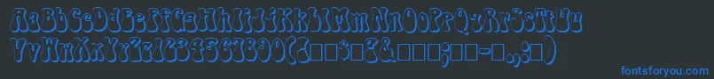 フォントFzJazzy143D – 黒い背景に青い文字