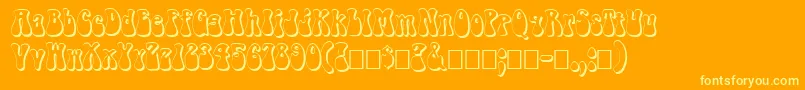 FzJazzy143D-Schriftart – Gelbe Schriften auf orangefarbenem Hintergrund