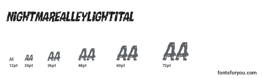 Nightmarealleylightital Font Sizes