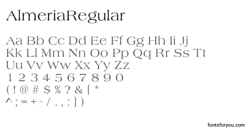 Шрифт AlmeriaRegular – алфавит, цифры, специальные символы