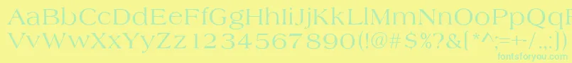 Fonte AlmeriaRegular – fontes verdes em um fundo amarelo