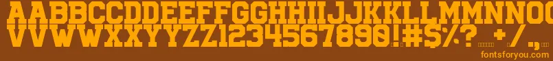 University Font – Orange Fonts on Brown Background
