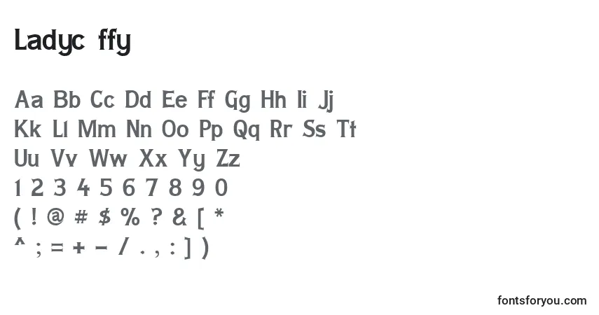 Schriftart Ladyc ffy – Alphabet, Zahlen, spezielle Symbole