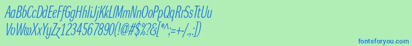 DynagrotesklxcItalic Font – Blue Fonts on Green Background