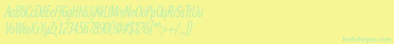 Czcionka DynagrotesklxcItalic – zielone czcionki na żółtym tle