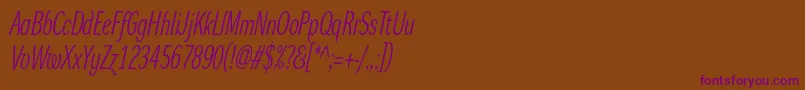 DynagrotesklxcItalic Font – Purple Fonts on Brown Background