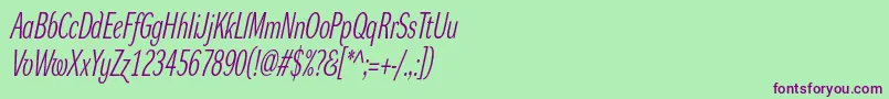 Шрифт DynagrotesklxcItalic – фиолетовые шрифты на зелёном фоне