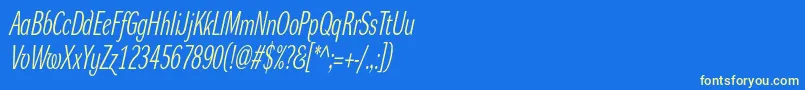 DynagrotesklxcItalic Font – Yellow Fonts on Blue Background