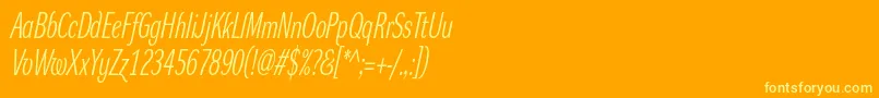 Fonte DynagrotesklxcItalic – fontes amarelas em um fundo laranja
