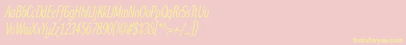 DynagrotesklxcItalic-Schriftart – Gelbe Schriften auf rosa Hintergrund