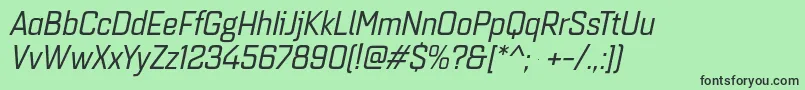 Quarcanormregularitalic-fontti – mustat fontit vihreällä taustalla