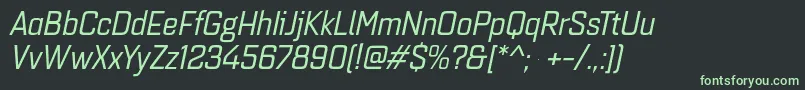 Czcionka Quarcanormregularitalic – zielone czcionki na czarnym tle
