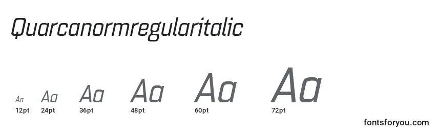 Размеры шрифта Quarcanormregularitalic