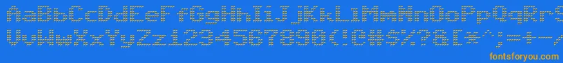 フォントTriad – オレンジ色の文字が青い背景にあります。