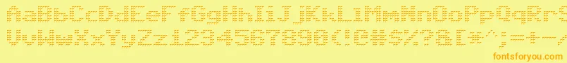 フォントTriad – オレンジの文字が黄色の背景にあります。