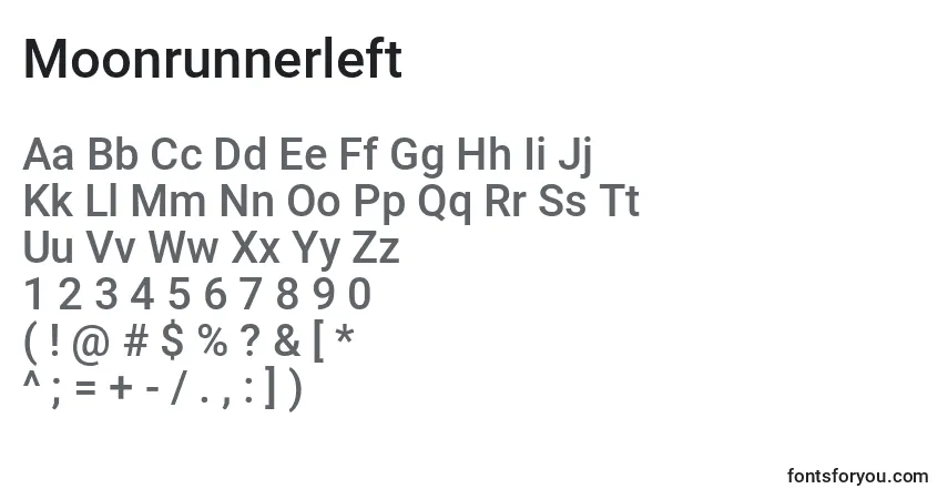 Czcionka Moonrunnerleft – alfabet, cyfry, specjalne znaki