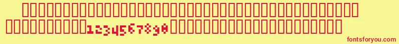 6pxExpert-Schriftart – Rote Schriften auf gelbem Hintergrund