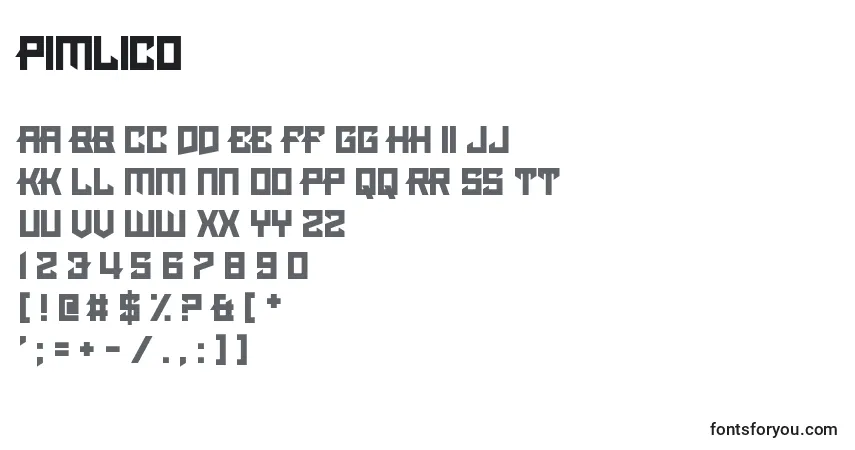 Schriftart Pimlico – Alphabet, Zahlen, spezielle Symbole