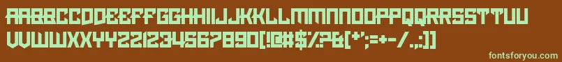 フォントPimlico – 緑色の文字が茶色の背景にあります。