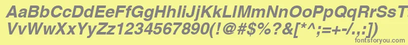 フォントAghelveticacyrBoldoblique – 黄色の背景に灰色の文字