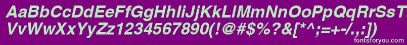 Шрифт AghelveticacyrBoldoblique – зелёные шрифты на фиолетовом фоне