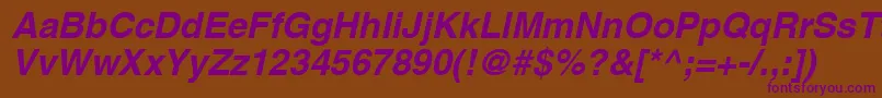 Czcionka AghelveticacyrBoldoblique – fioletowe czcionki na brązowym tle