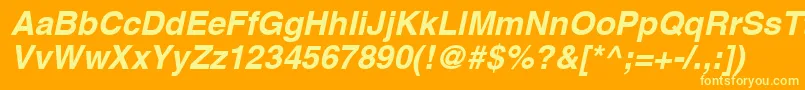 Шрифт AghelveticacyrBoldoblique – жёлтые шрифты на оранжевом фоне