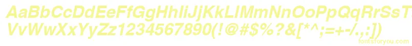 AghelveticacyrBoldoblique-fontti – keltaiset fontit valkoisella taustalla