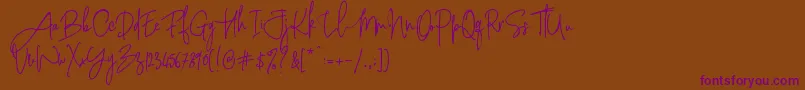 PinkScriptR1-Schriftart – Violette Schriften auf braunem Hintergrund