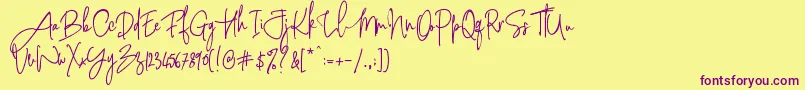 PinkScriptR1 Font – Purple Fonts on Yellow Background