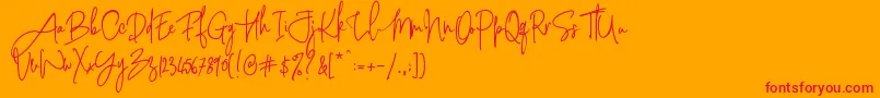 PinkScriptR1-Schriftart – Rote Schriften auf orangefarbenem Hintergrund