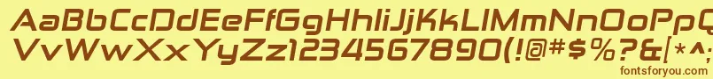 フォントZektonexhvItalic – 茶色の文字が黄色の背景にあります。