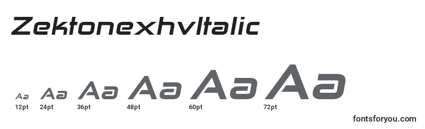 sizes of zektonexhvitalic font, zektonexhvitalic sizes