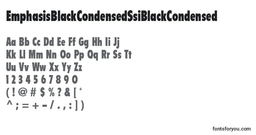 Czcionka EmphasisBlackCondensedSsiBlackCondensed – alfabet, cyfry, specjalne znaki