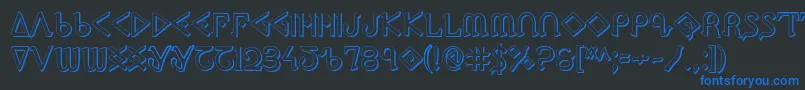 PresleyPress3D-Schriftart – Blaue Schriften auf schwarzem Hintergrund