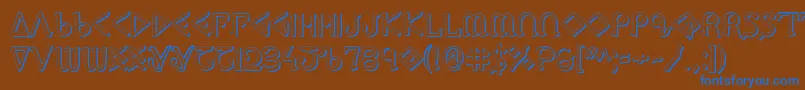 PresleyPress3D-Schriftart – Blaue Schriften auf braunem Hintergrund
