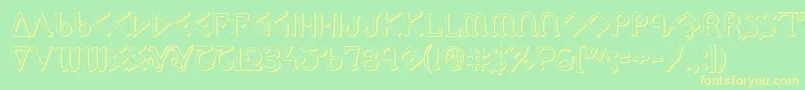 PresleyPress3D-Schriftart – Gelbe Schriften auf grünem Hintergrund