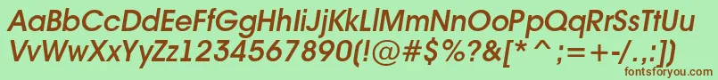 AAvanteltDemibolditalic Font – Brown Fonts on Green Background