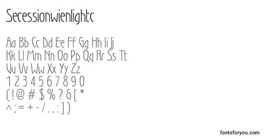 Шрифт Secessionwienlightc – алфавит, цифры, специальные символы