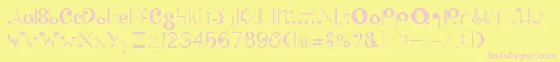 SingWithMe-fontti – vaaleanpunaiset fontit keltaisella taustalla