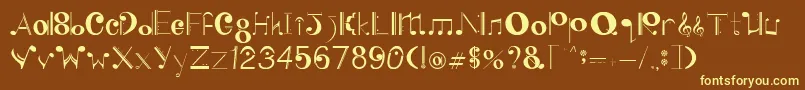 SingWithMe-fontti – keltaiset fontit ruskealla taustalla