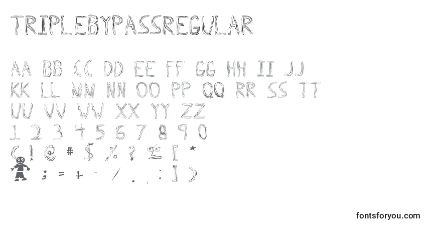 Schriftart TripleBypassRegular – Alphabet, Zahlen, spezielle Symbole
