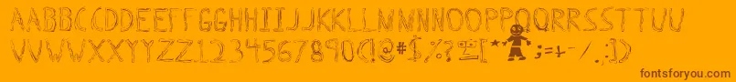 Weitere Informationen zur TripleBypassRegular-Schriftart TripleBypassRegular-Schriftart – Braune Schriften auf orangefarbenem Hintergrund