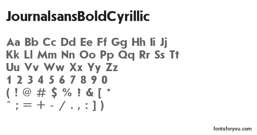 A fonte JournalsansBoldCyrillic – alfabeto, números, caracteres especiais