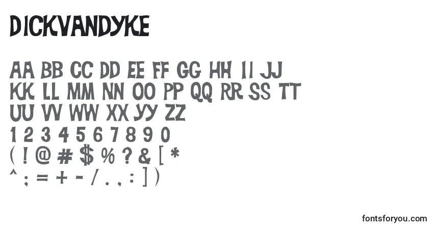 Dickvandyke-fontti – aakkoset, numerot, erikoismerkit