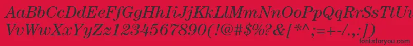 Fonte CenturystdBookitalic – fontes pretas em um fundo vermelho