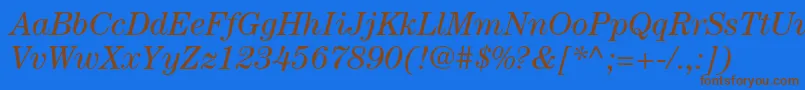 Fonte CenturystdBookitalic – fontes marrons em um fundo azul